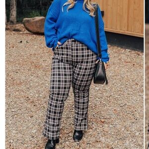 Impressions Monochrome Plaid Straight Leg Pants